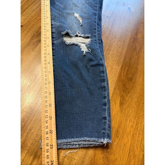 Abercrombie & Fitch Ankle Jeans Harper 4S 27 Distressed Medium Dark Wash Raw Hem - Picture 8 of 8